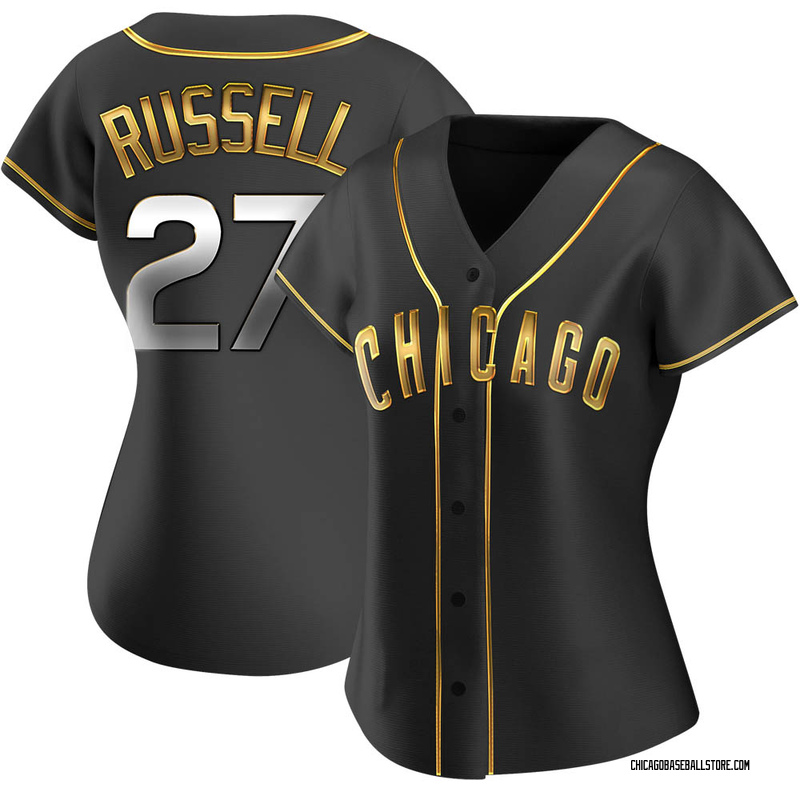 Women's Majestic Chicago Cubs #27 Addison Russell Authentic Grey Road MLB  Jersey