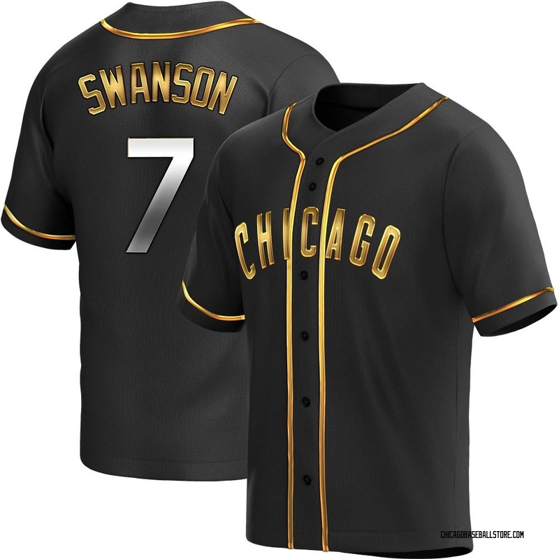 Dansby Swanson Youth Chicago Cubs Alternate Jersey - Black Golden Replica