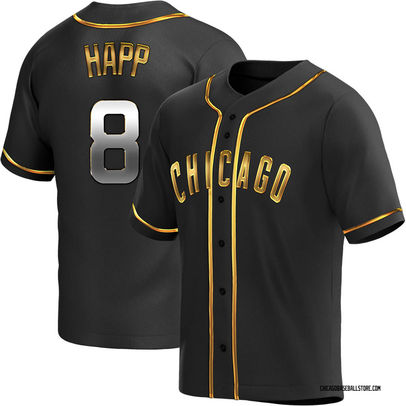 Chicago Cubs #8 Ian Happ Mlb Golden Brandedition Black Jersey Gift