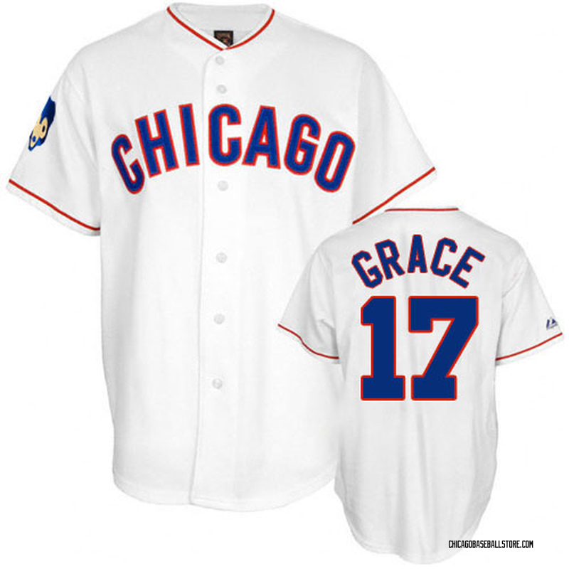 Women's Chicago Cubs #17 Mark Grace White World Series Champions