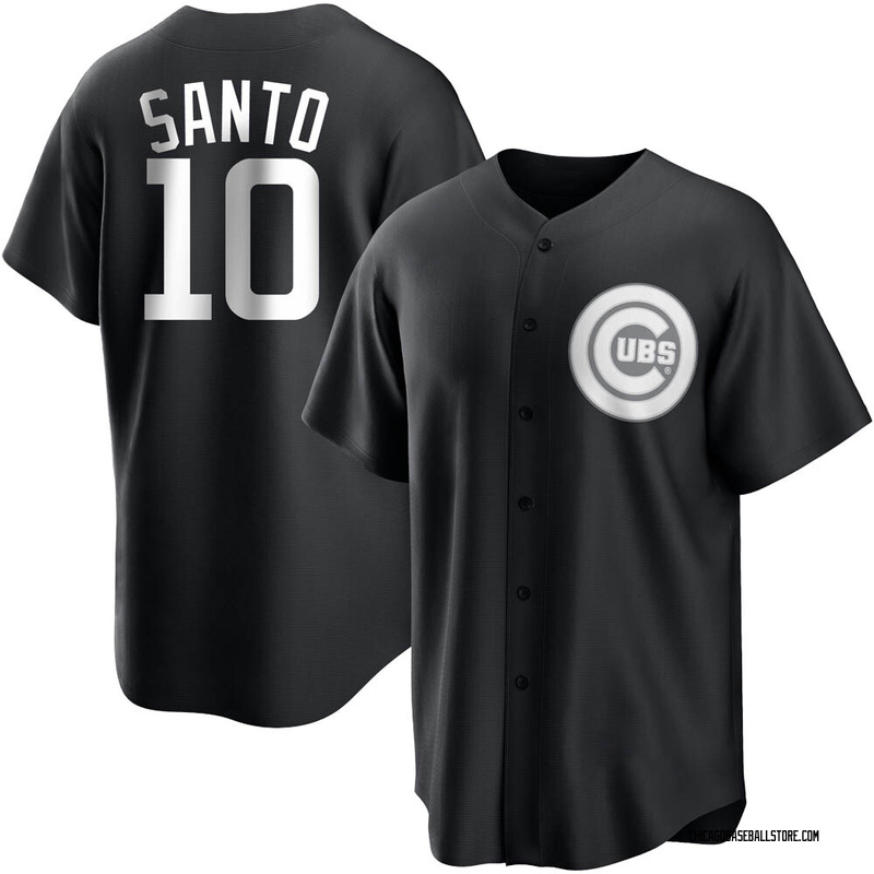Men's Majestic Chicago Cubs #10 Ron Santo Authentic White Home Cooperstown MLB  Jersey