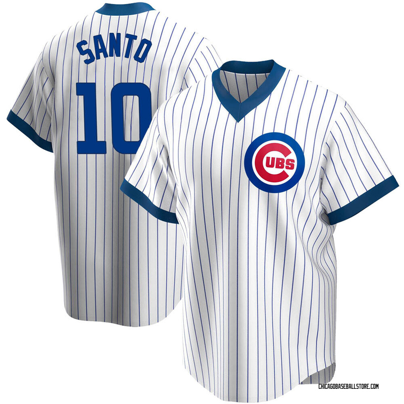 Ron Santo Chicago Cubs Cooperstown White Pinstripe V-Neck Home Men's Jersey
